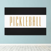 Cool Classy Pickleball Text Black White Stripes Canvas Afdruk (Insitu (Houten vloer))