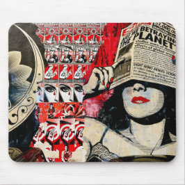 Cool classy  street art Dame met krant Muismat