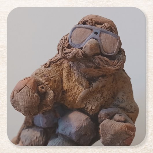 Cool Clay Skier Kartonnen Onderzetters (Voorkant)