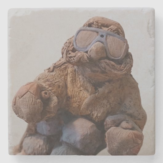Cool  Clay Skier Stenen Onderzetter (Voorkant)