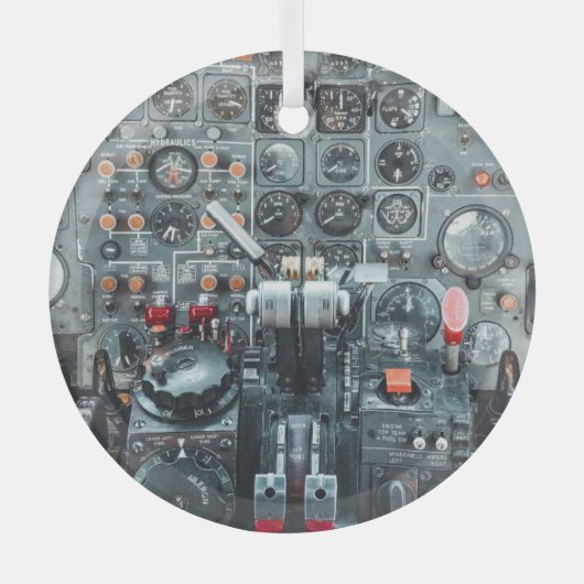 Cool Cockpit Vliegtuig Foto Luchtvaart Vliegtuig Glas Ornament (Voorkant)