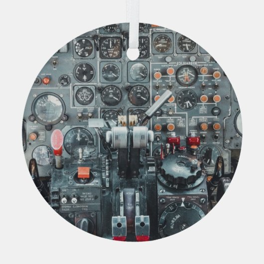 Cool Cockpit Vliegtuig Foto Luchtvaart Vliegtuig Glas Ornament (Achterkant)