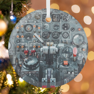 Cool cockpit-vliegtuigfoto Luchtvaartvliegtuig Glas Ornament