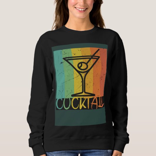 Cool Cocktail Glass Vintage Artwork Bartenders Trui (Voorkant)