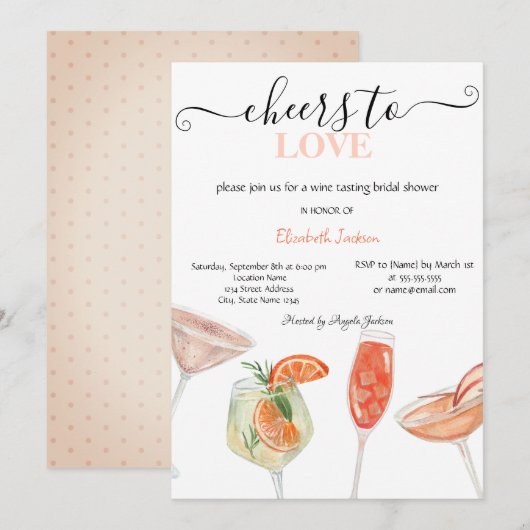 Cool Cocktails Dotted Vrijgezellenfeest Kaart (Voorkant / Achterkant)