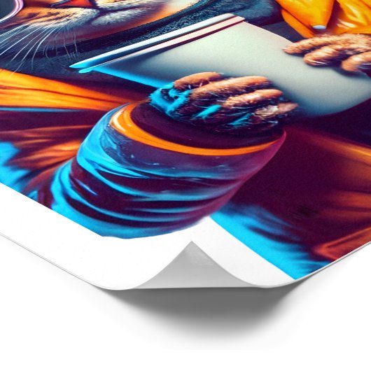 Cool Coffee Cat Modern Stijlvol Poster (Hoek)