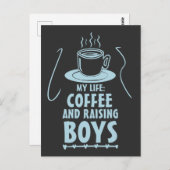 Cool Coffee Lover Moederdag Raising Boys mama Briefkaart (Voorkant / Achterkant)