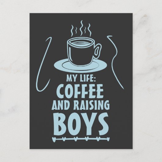 Cool Coffee Lover Moederdag Raising Boys mama Briefkaart (Voorkant)