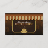 Cool Coffee Shop Bruin en Beige Cafe Store Front Visitekaartje (Voorkant)