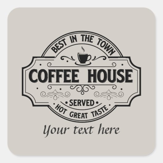 Cool coffeeshop aanpasbaar vierkante sticker (Voorkant)