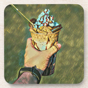 Cool cold freezing ice cream bier onderzetter