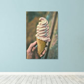 Cool cold freezing ice cream canvas afdruk (Insitu (Houten vloer))