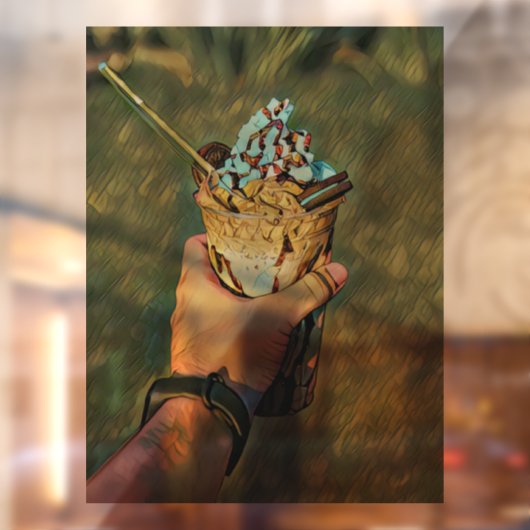 Cool cold freezing ice cream raamsticker (Vel 2)