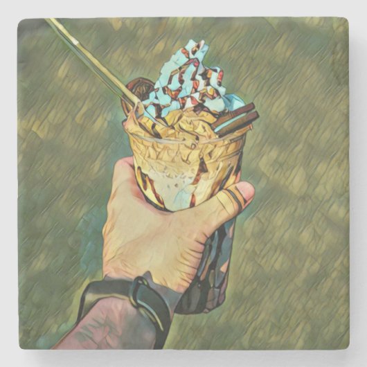 Cool cold freezing ice cream stenen onderzetter (Voorkant)