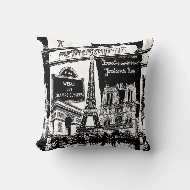 Cool Collage of Photo Illustrations of Paris Kussen (Voorkant)