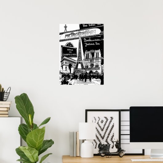 Cool Collage of Photo Illustrations of Paris Poster (Thuiskantoor)