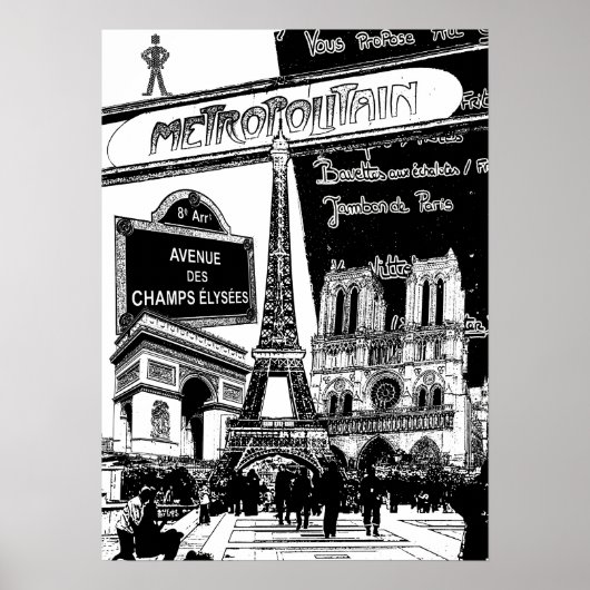 Cool Collage of Photo Illustrations of Paris Poster (Voorkant)