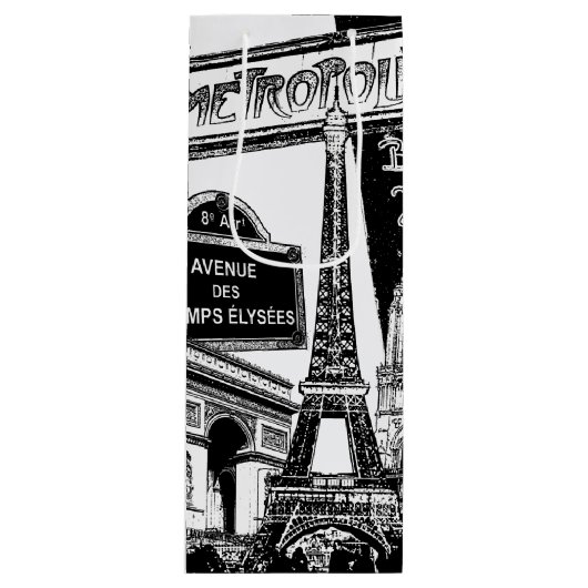 Cool Collage of Photo Illustrations of Paris Wijn Cadeautas (Voorkant)