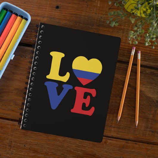 Cool Colombia Flag Love Notitieboek
