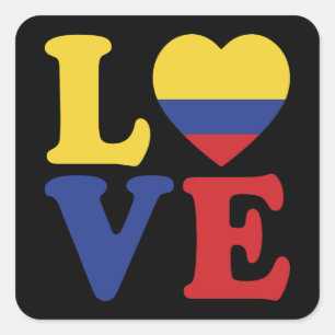 Cool Colombia Flag Love Vierkante Sticker