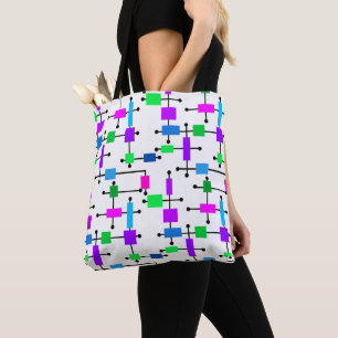 Cool Color Grid Tote Bag