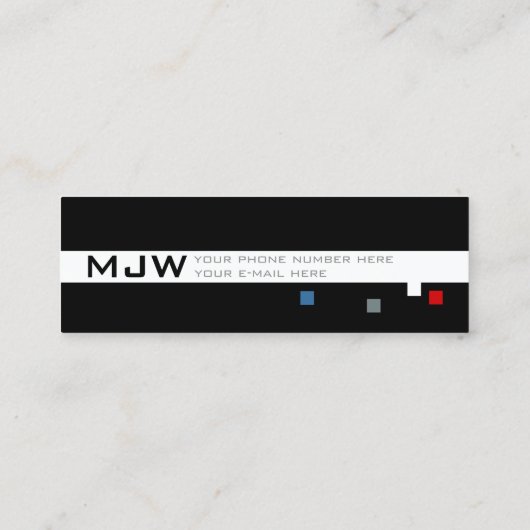 Cool Color Pixels Modern Professional Mini Visitekaartje (Achterkant)