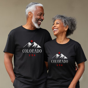 Cool Colorado USA Bergen met Sterren Donkere Kleur T-shirt