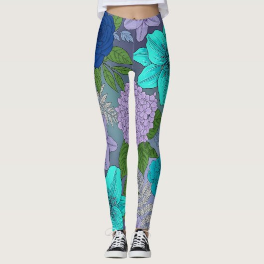 Cool colored Floral Leggings (Voorkant)