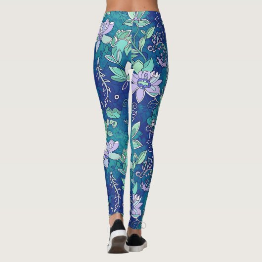 Cool colored Floral Leggings (Achterkant)