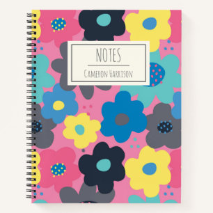 Cool Colorful Abstract 60s Hippie Floral Pattern Notitieboek