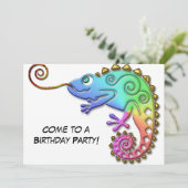 Cool Colorful Chameleon Birthday Party Kaart (Staand voorkant)