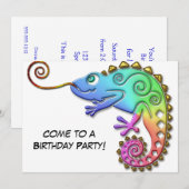Cool Colorful Chameleon Birthday Party Kaart (Voorkant / Achterkant)