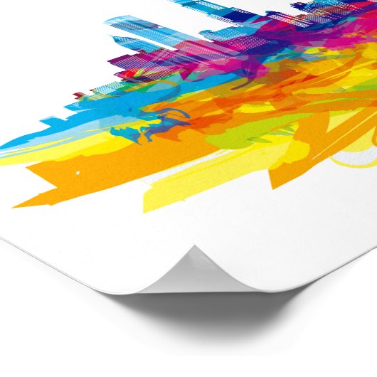 Cool Colorful Chicago Skyline Poster (Hoek)