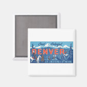 Cool Colorful Denver Travel Poster Magneet (Voorkant / Achterkant)