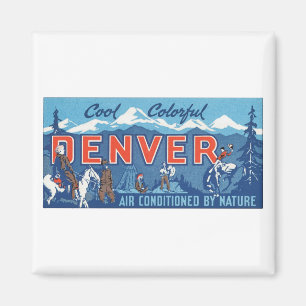 Cool Colorful Denver Travel Poster Magneet