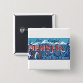 Cool Colorful Denver Vierkante Button 5,1 Cm (Voorkant /achterkant)