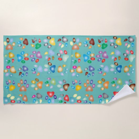 Cool Colorful Dog Paws Strandlaken (Voorkant)