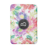 Cool Colorful Flowers Pattern Monogram Badmat (Voorkant Verticaal)