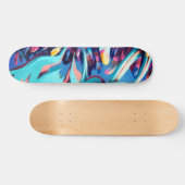 Cool Colorful Girly Blue Graffiti Persoonlijk Skateboard (Horizontaal)