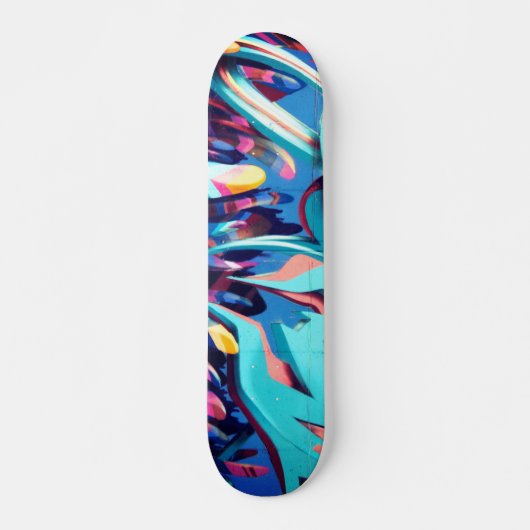 Cool Colorful Girly Blue Graffiti Persoonlijk Skateboard (Voorkant)