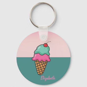 Cool Colorful Ice Cream Cones - Personeel Sleutelhanger