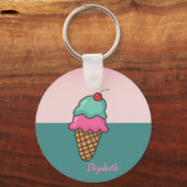 Cool Colorful Ice Cream Cones - Personeel Sleutelhanger (Voorkant)