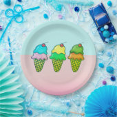 Cool Colorful Ice Cream Cones - Persoonlijk Papieren Bordje (Feest)