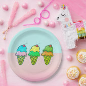 Cool Colorful Ice Cream Cones - Persoonlijk Papieren Bordje (Feest)