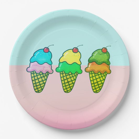 Cool Colorful Ice Cream Cones - Persoonlijk Papieren Bordje (Voorkant)