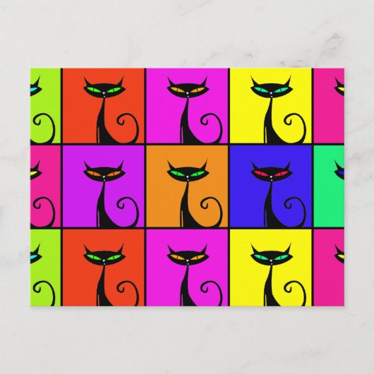 Cool Colorful Kitty Cat Pop Art Briefkaart (Voorkant)