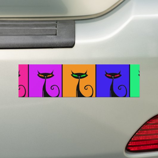 Cool Colorful Kitty Cat Pop Art Bumpersticker (Op auto)