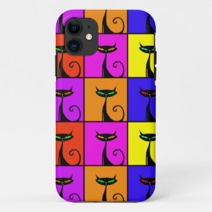 Cool Colorful Kitty Cat Pop Art iPhone 11 Hoesje