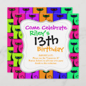 Cool Colorful Kitty Cat Pop Art Kaart (Voorkant / Achterkant)