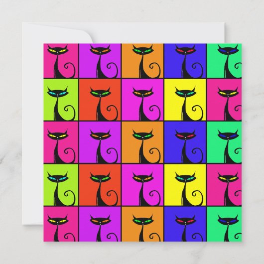 Cool Colorful Kitty Cat Pop Art Kaart (Achterkant)